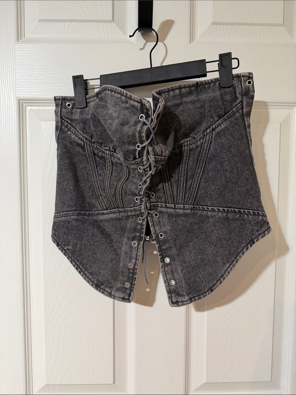 Denim corset top